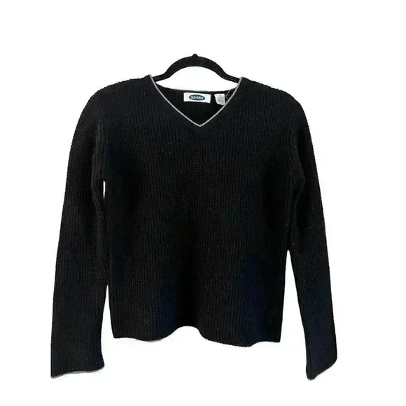 Old Navy Women’s 100% Lambswool Sweater V Neck Long Sleeve Black Size Small - Picture 1 of 5